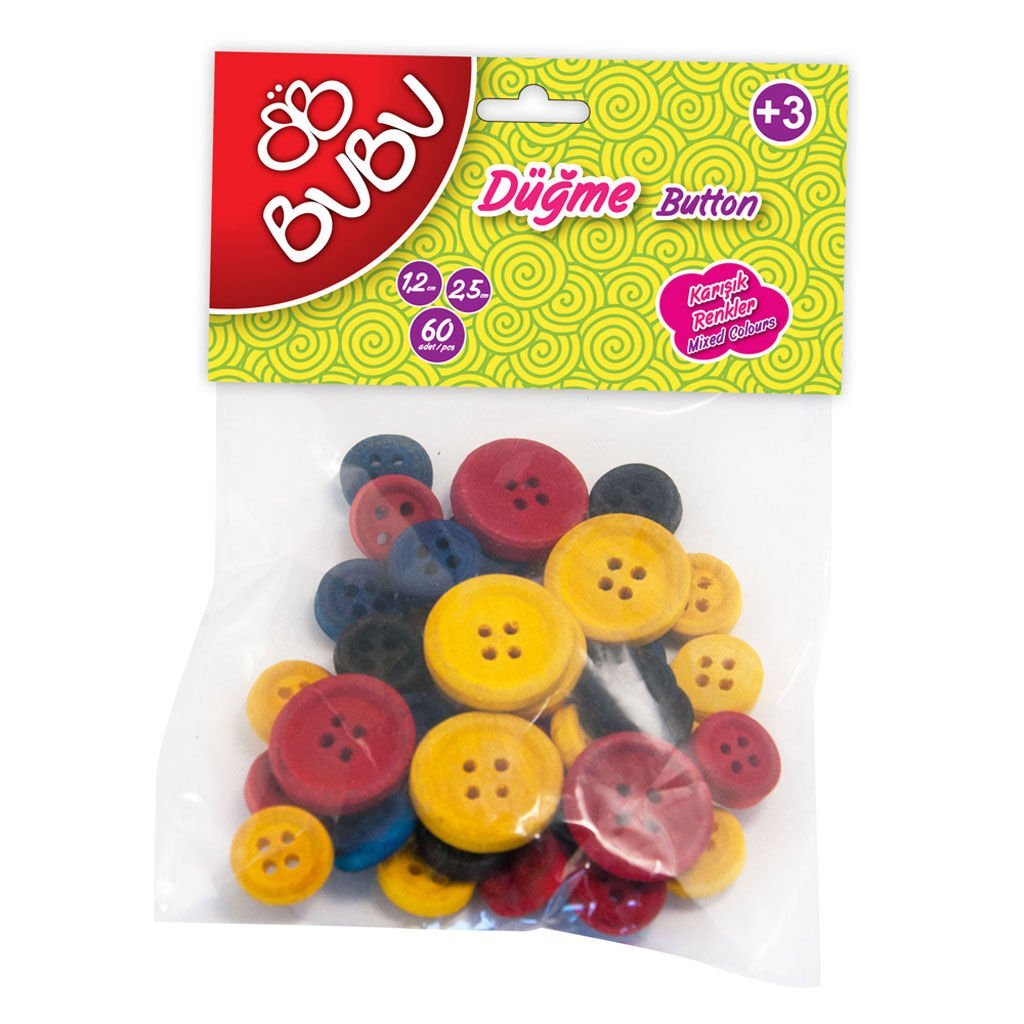Bu­Bu Hs0007 1.2Cm ­2.5Cm Renkli  Düğme  40'lı Paket