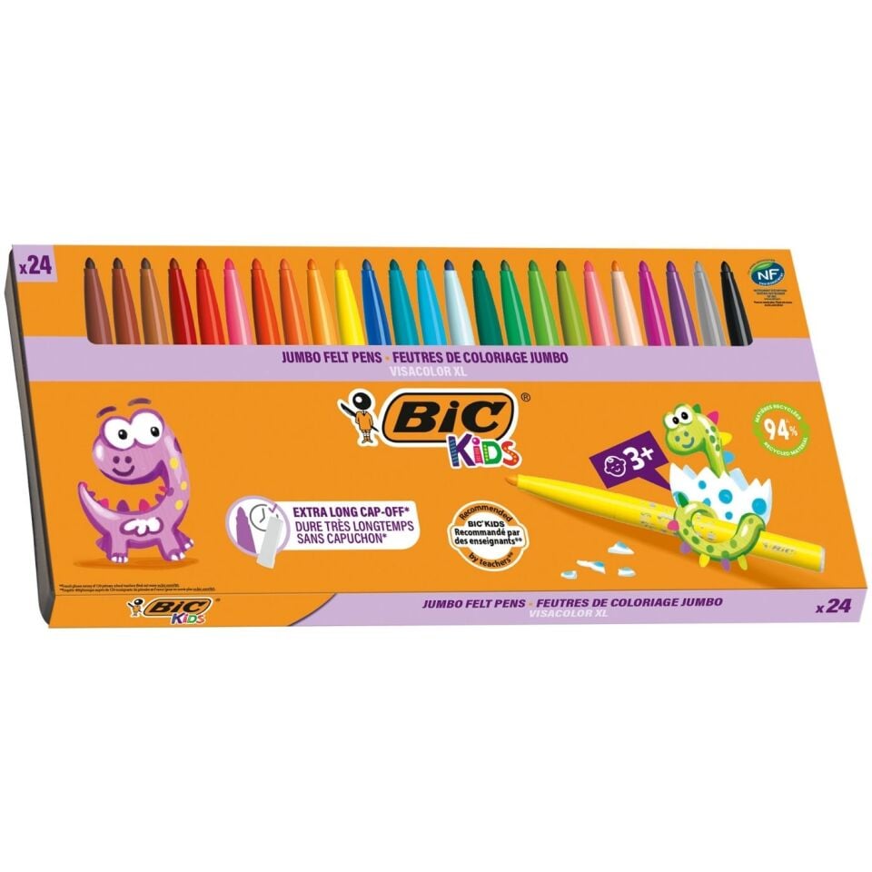 BIC Eco Vısa Yıkanabilir Jumbo Keçeli Boya Kalemi 24 Renk 8290053