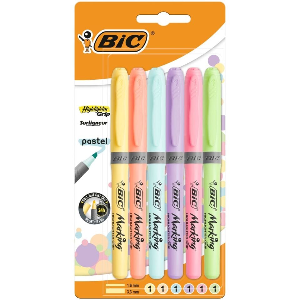 BIC Marking Highlighter Grip Pastel 6'lı Blister