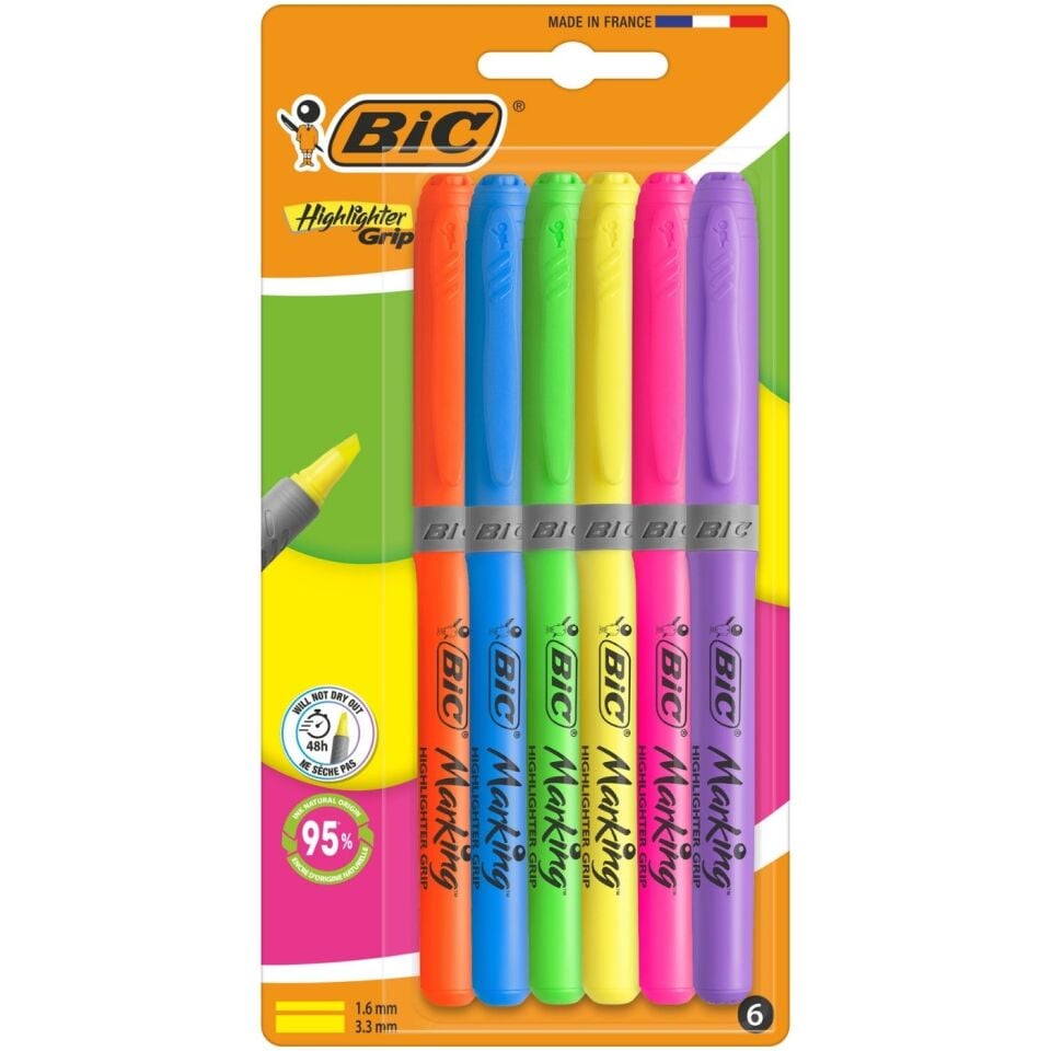 BIC Marking Highlighter Grip Pastel 6'lı Blister 302796