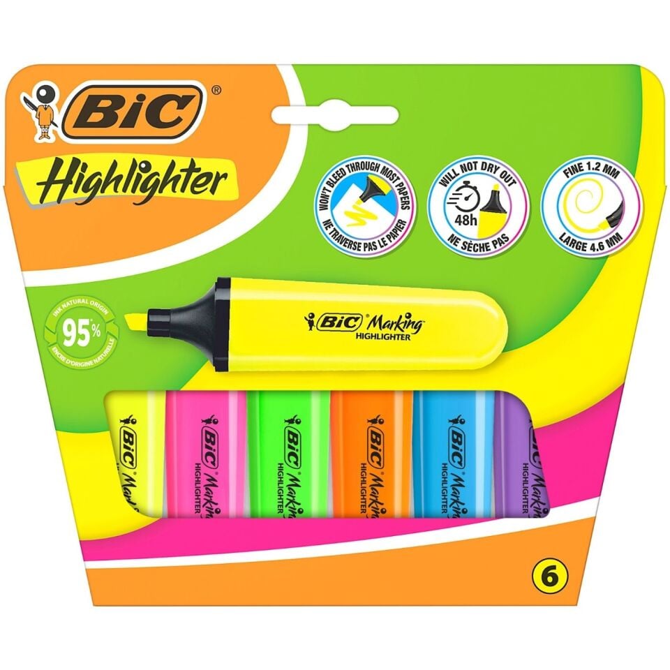 BIC Marking Flat Hıghlighter 6'lı Kutu 302808