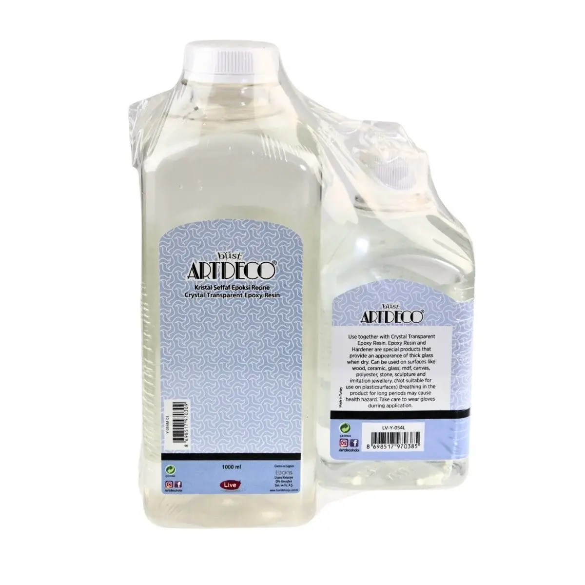 Artdeco Kristal Şeffaf Epoksi Reçine 1000ml ve Sertleştirici 500ml