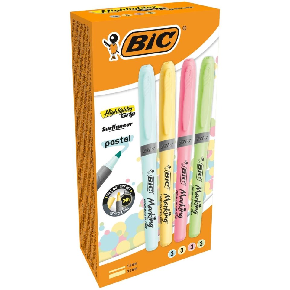 BIC Marking Highlighter Grıp Pastel 12'li Kutu Karışık 504819