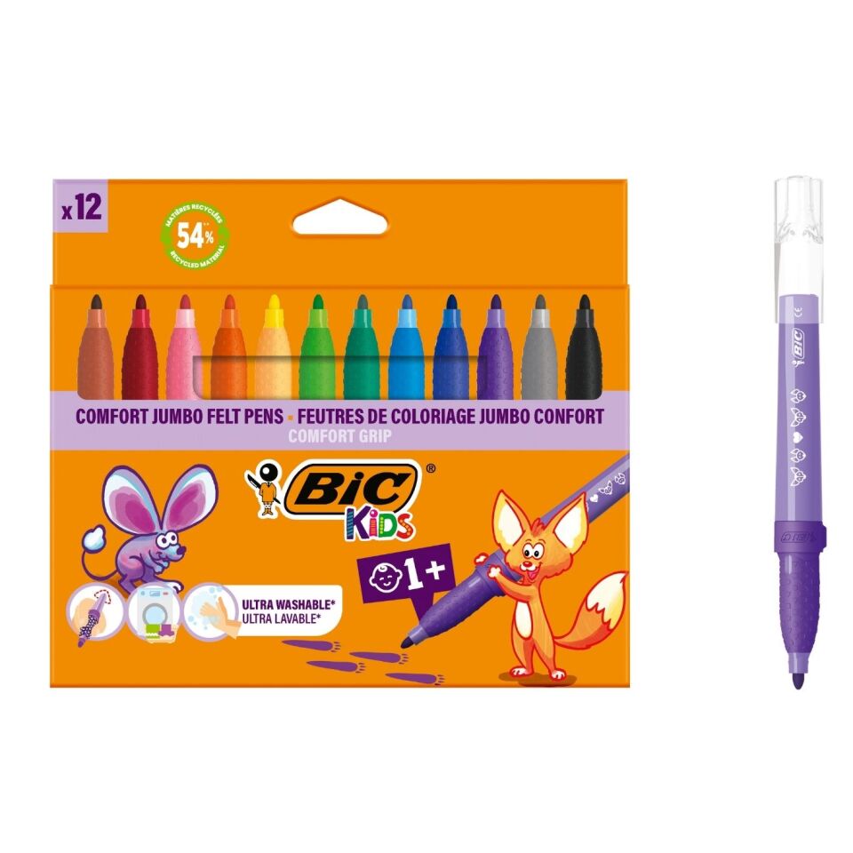 BIC Comfort Grıp Jumbo Keçeli Boya Kalemi 12 Renk 517250
