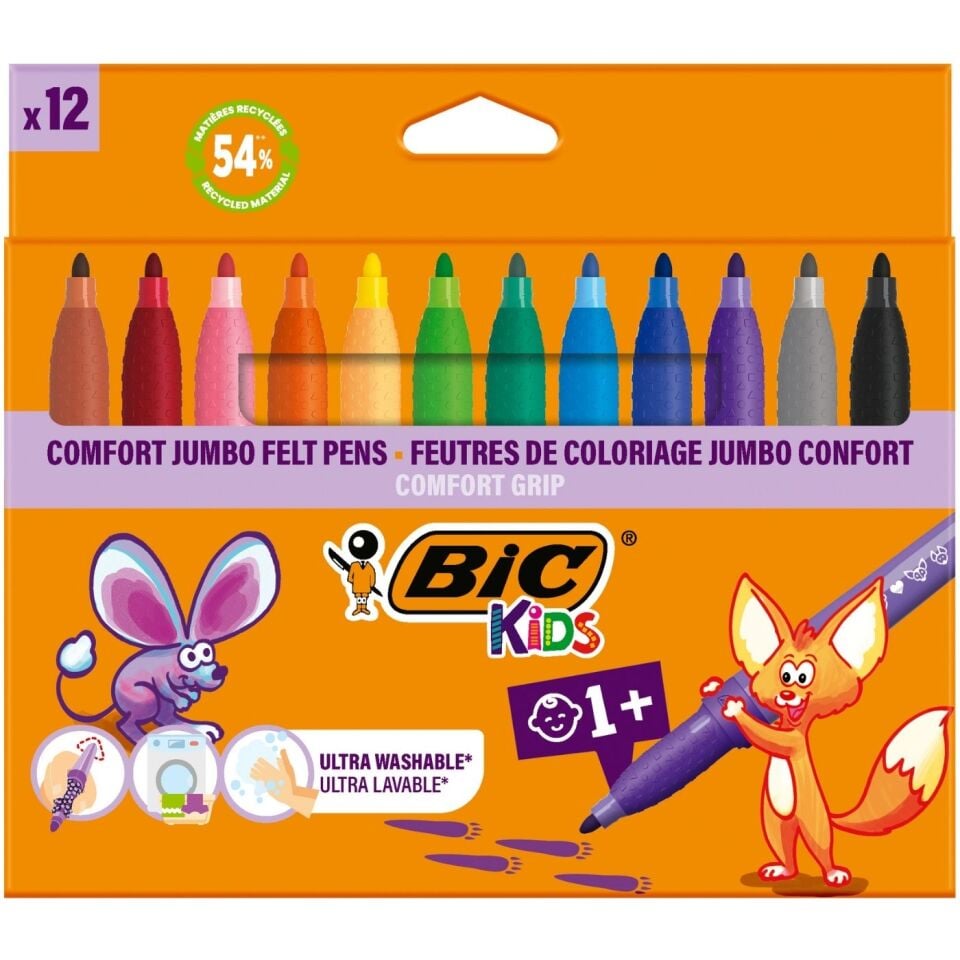 BIC Comfort Grıp Jumbo Keçeli Boya Kalemi 12 Renk 517250