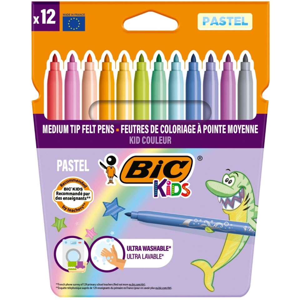 BIC Kıd Couleur Keçeli Boya Kalemi Pastel 12 Renk 520084