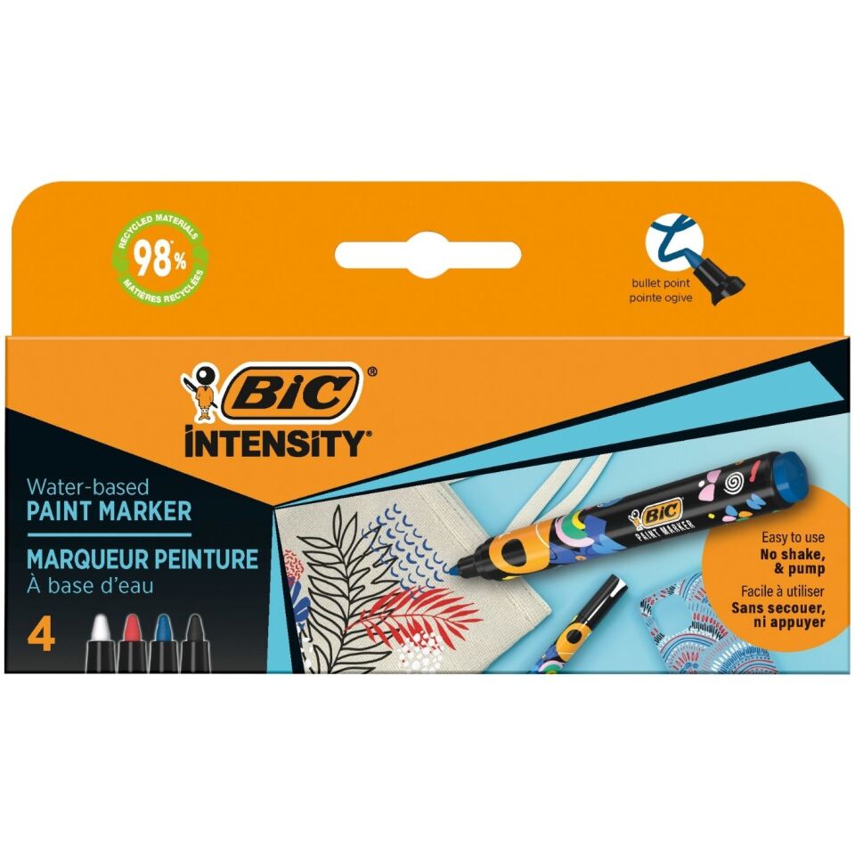 BIC Intensıty Paınt Marker 4'lü (Siyah-Mavi-Kırmızı-Yeşil)