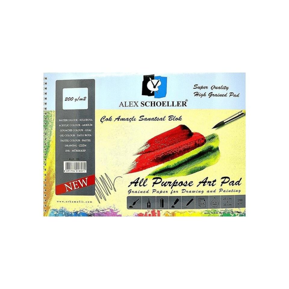 Alex Schoeller Alx­893 Spiralli Resim Defteri 25x35 200gr 15Yp