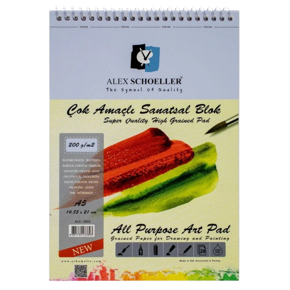 Alex Schoeller Alx­3893 Çok Amaçlı Spiralli Resim Defteri A5 200gr 20Yp