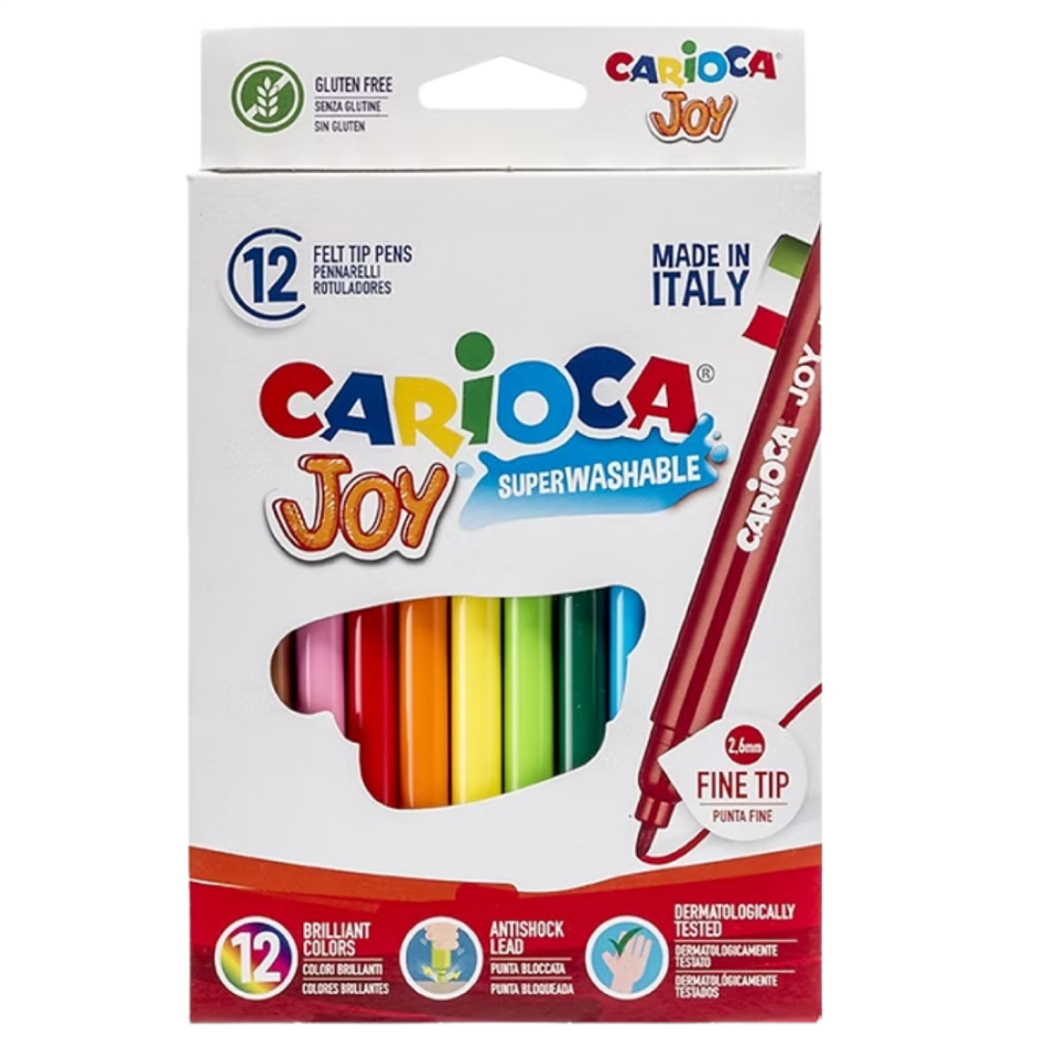 Carioca Joy 40614 Süper Yıkanabilir Keçeli Boya Kalemi 12'li