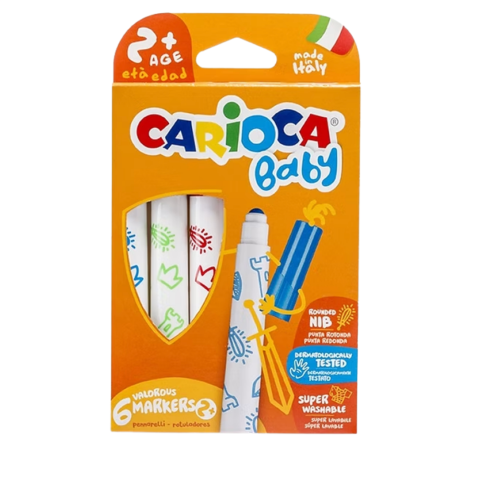 Carioca Jumbo Bebek Süper Yıkanabilir Keçeli Boya Kalemi 6'lı + 2 Yaş 42813