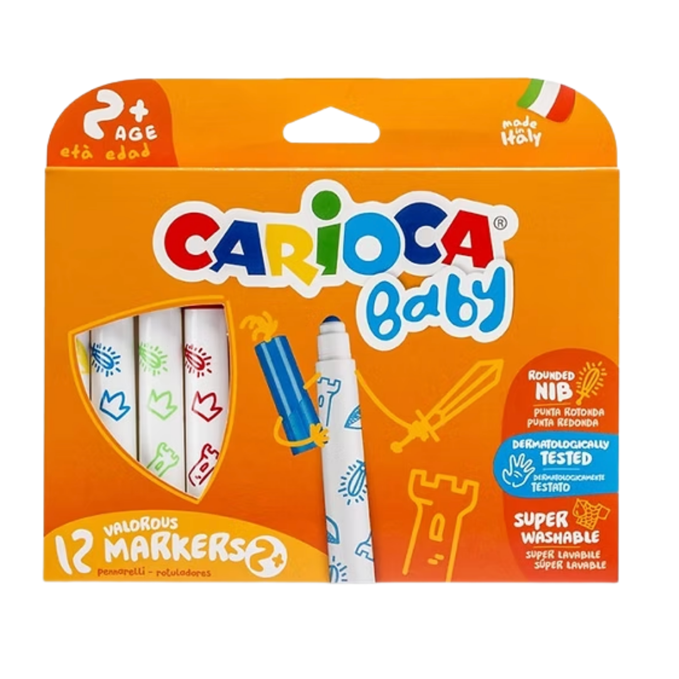 Carioca Jumbo Bebek Süper Yıkanabilir Keçeli Boya Kalemi 12'li + 2 Yaş 42814