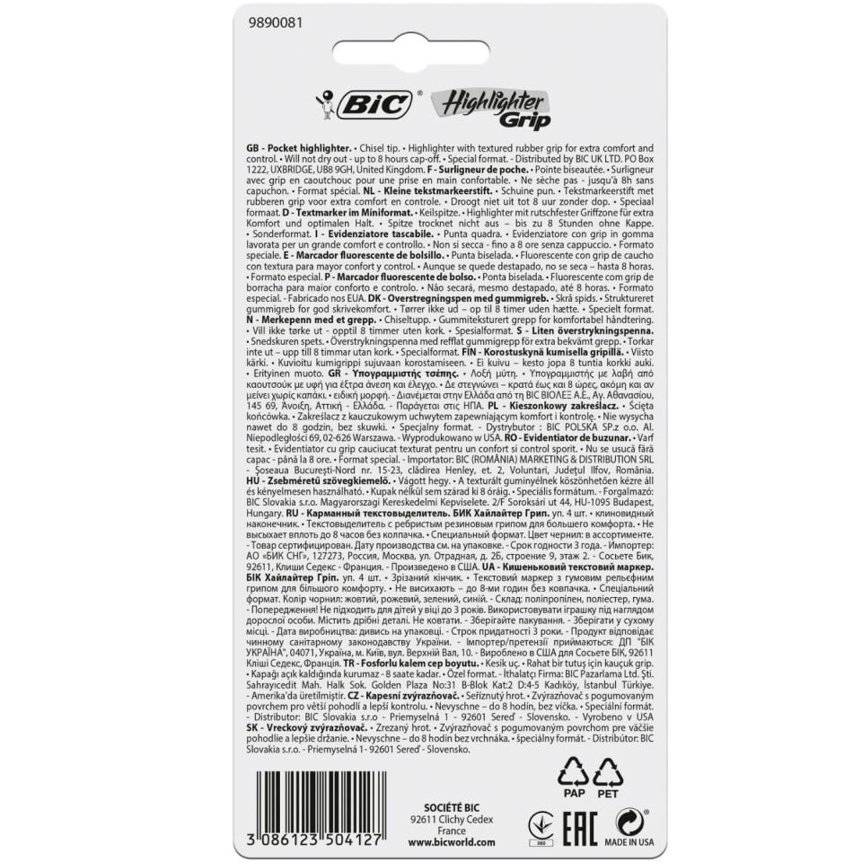 BIC Marking Hıghlıghter Grıp 4'lü Blister