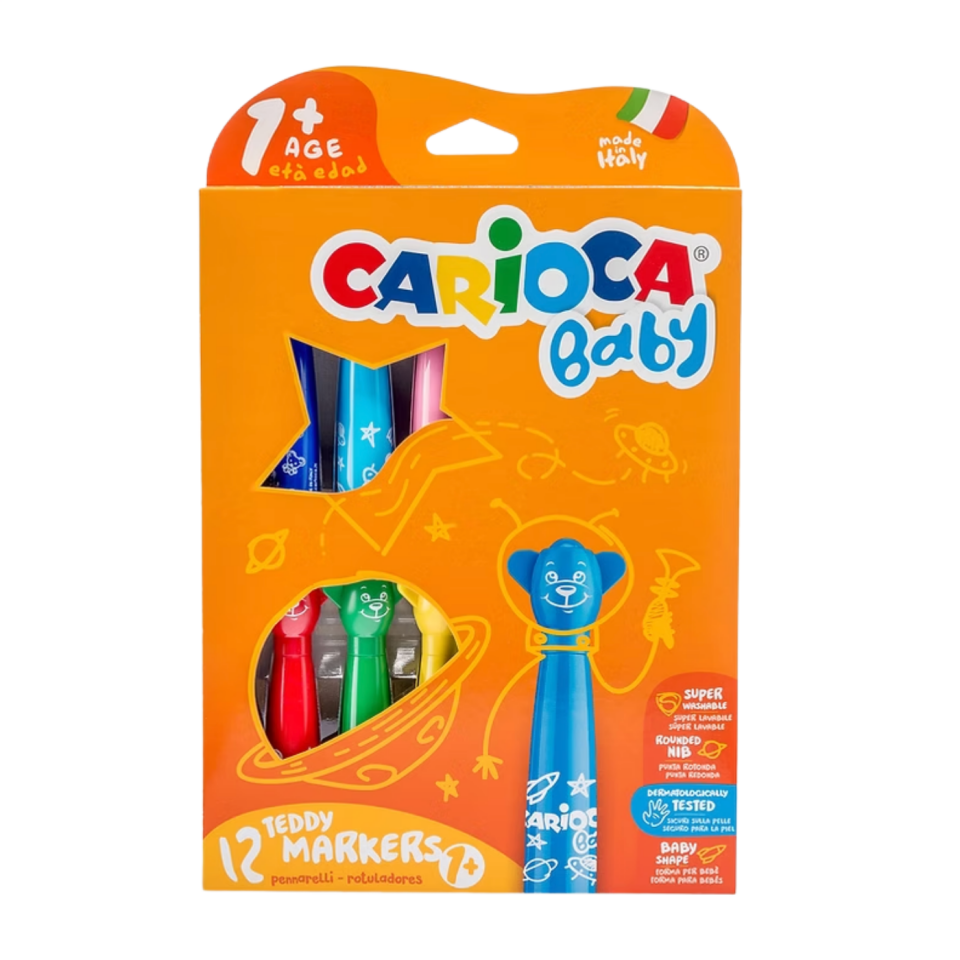 Carioca Teddy Jumbo Bebek Süper Yıkanabilir Keçeli Boya Kalemi 12'li 42816