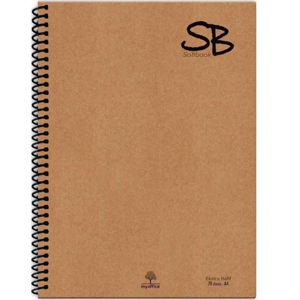 Soft Book A4 Spiralli Okul Defteri Kraft Kapak Kareli 70 Yp.