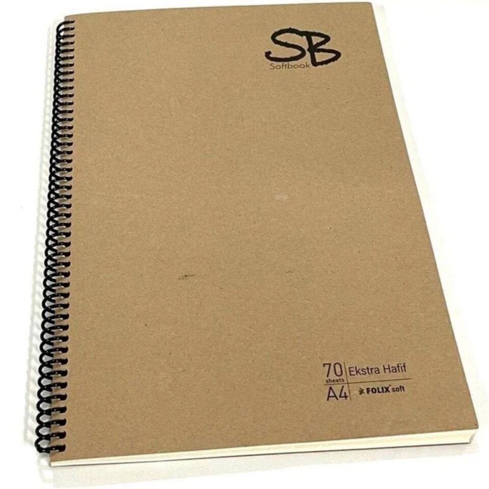 Soft Book A4 Spiralli Okul Defteri Kraft Kapak Kareli 70 Yp.