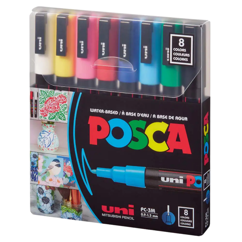 Uni Pc­3M/8C Sc Posca Su Bazlı Poster Markörü Soft 09­1.3Mm Renk  8Li  Set