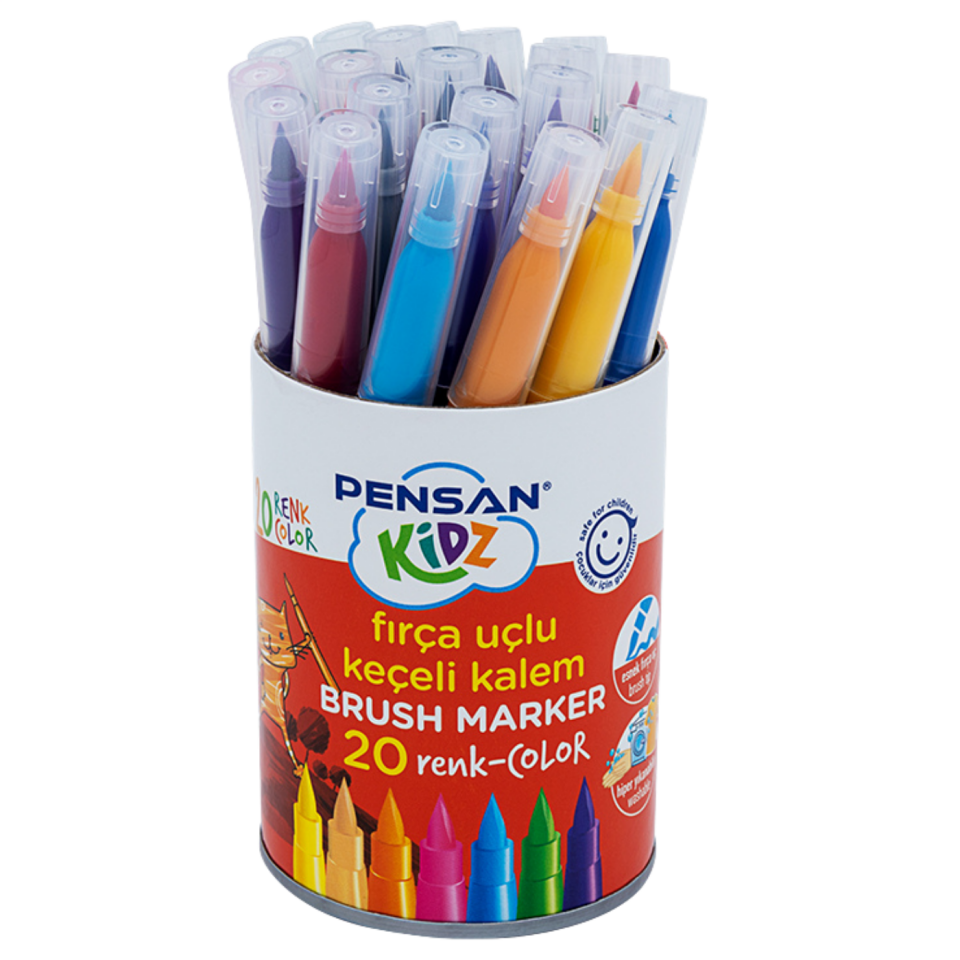 Pensan 40000 Kidz Fırça Uclu Keçeli Boya Kalemi 20 Renk