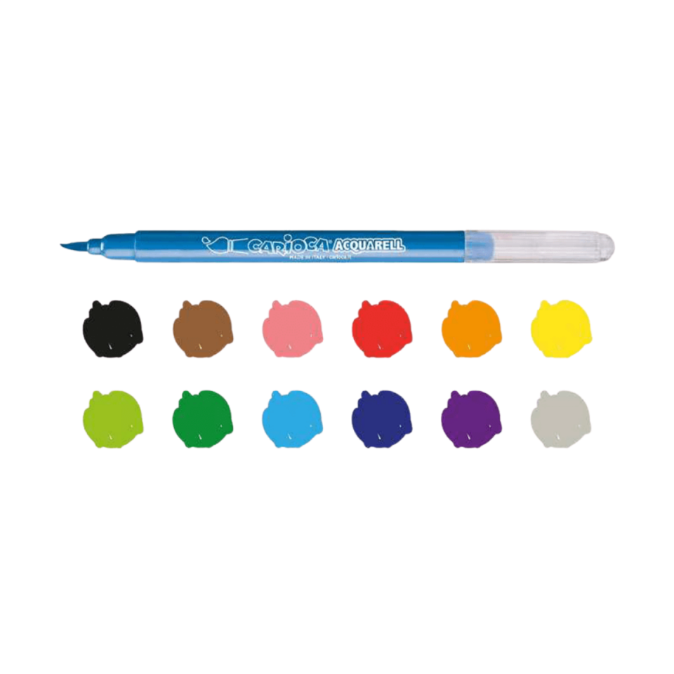 Carioca 42747 Aquarell Fırça Uçlu Keçeli Kalem 12 Renk