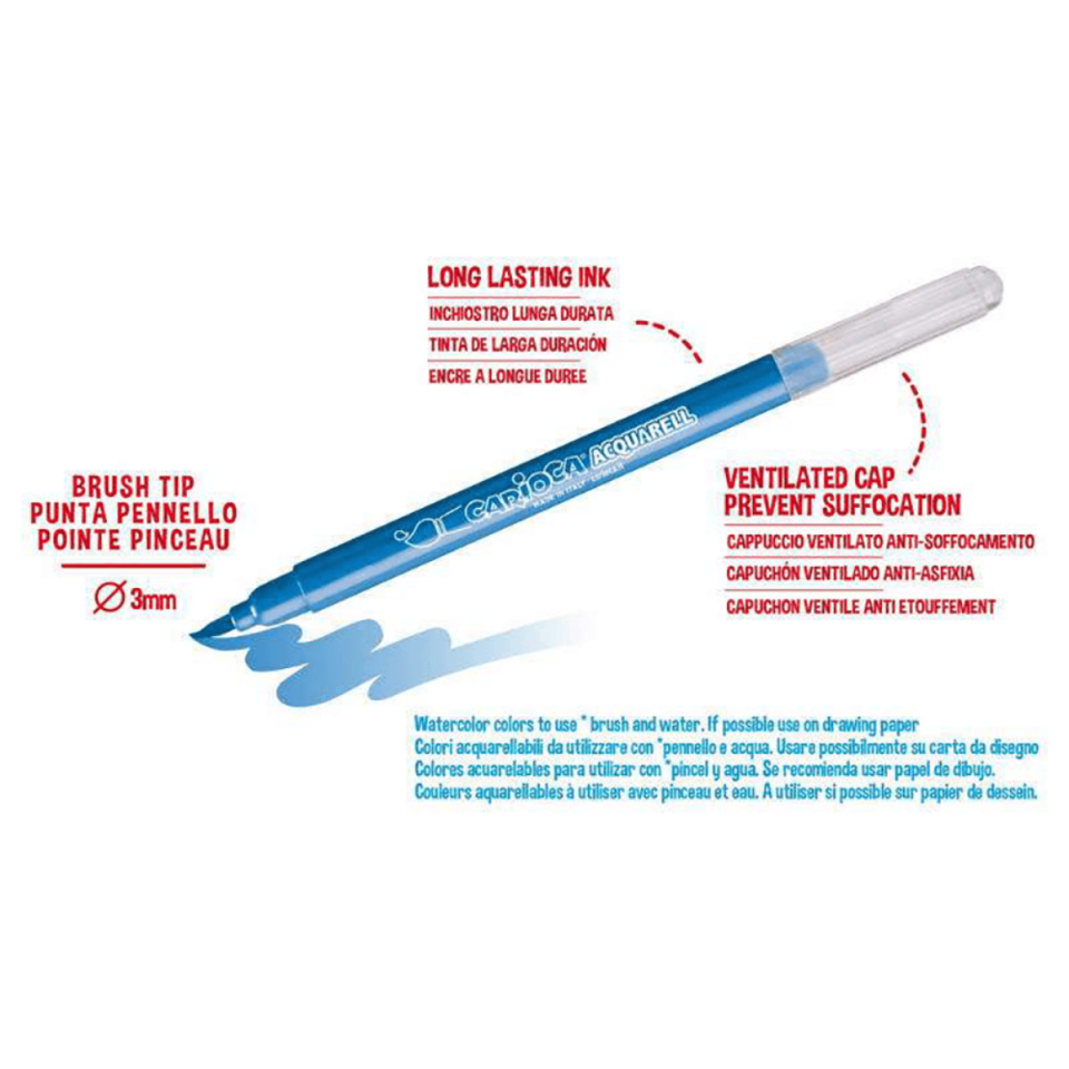 Carioca 42747 Aquuarell Fırça Uçlu Keçeli Kalem 12 Renk