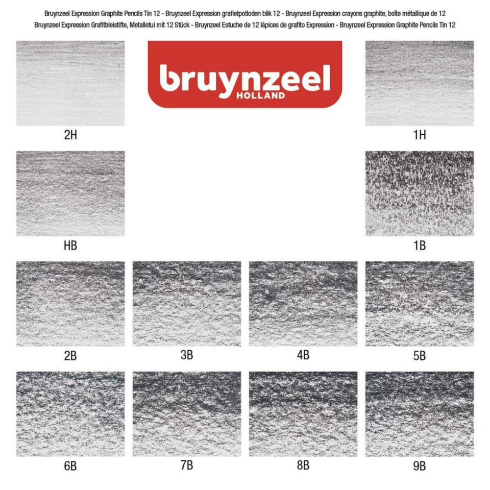 Bruynzeel Expression Graphite Dereceli Kalem Seti 12'li Metal Kutu 60311012