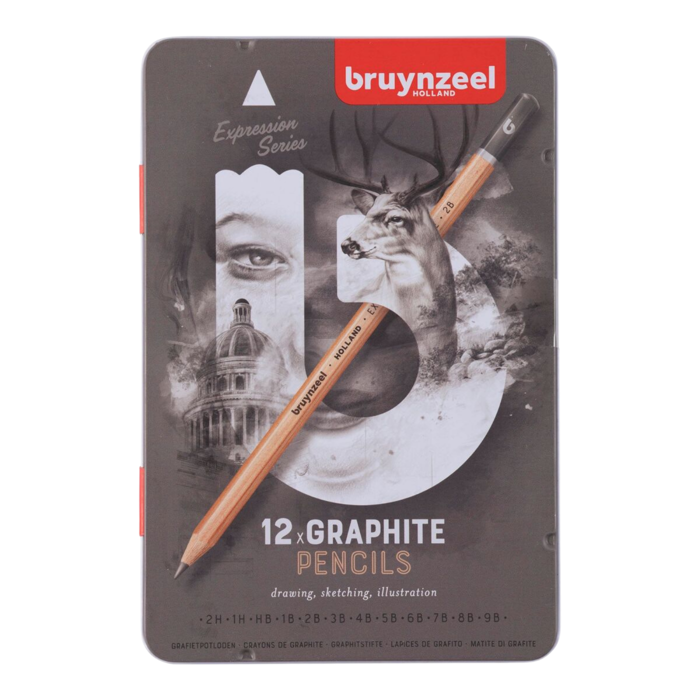 Bruynzeel Expression Graphite Dereceli Kalem Seti 12'li Metal Kutu 60311012
