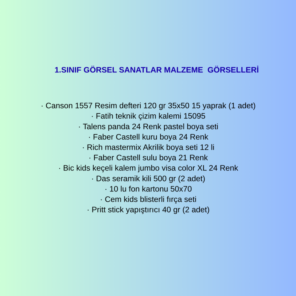 İlkokul 1.Sınıf Görsel Sanatlar Başlangıç Seti 81878