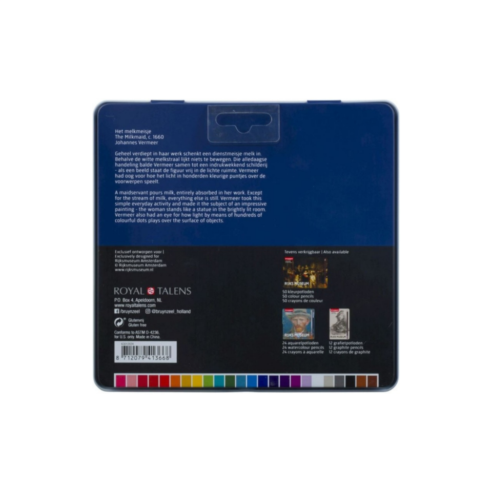 Bruynzeel Rijksmuseum Sütçü Kız Tablosu Renkli Kalem 24 Renk Metal Kutu 63012024