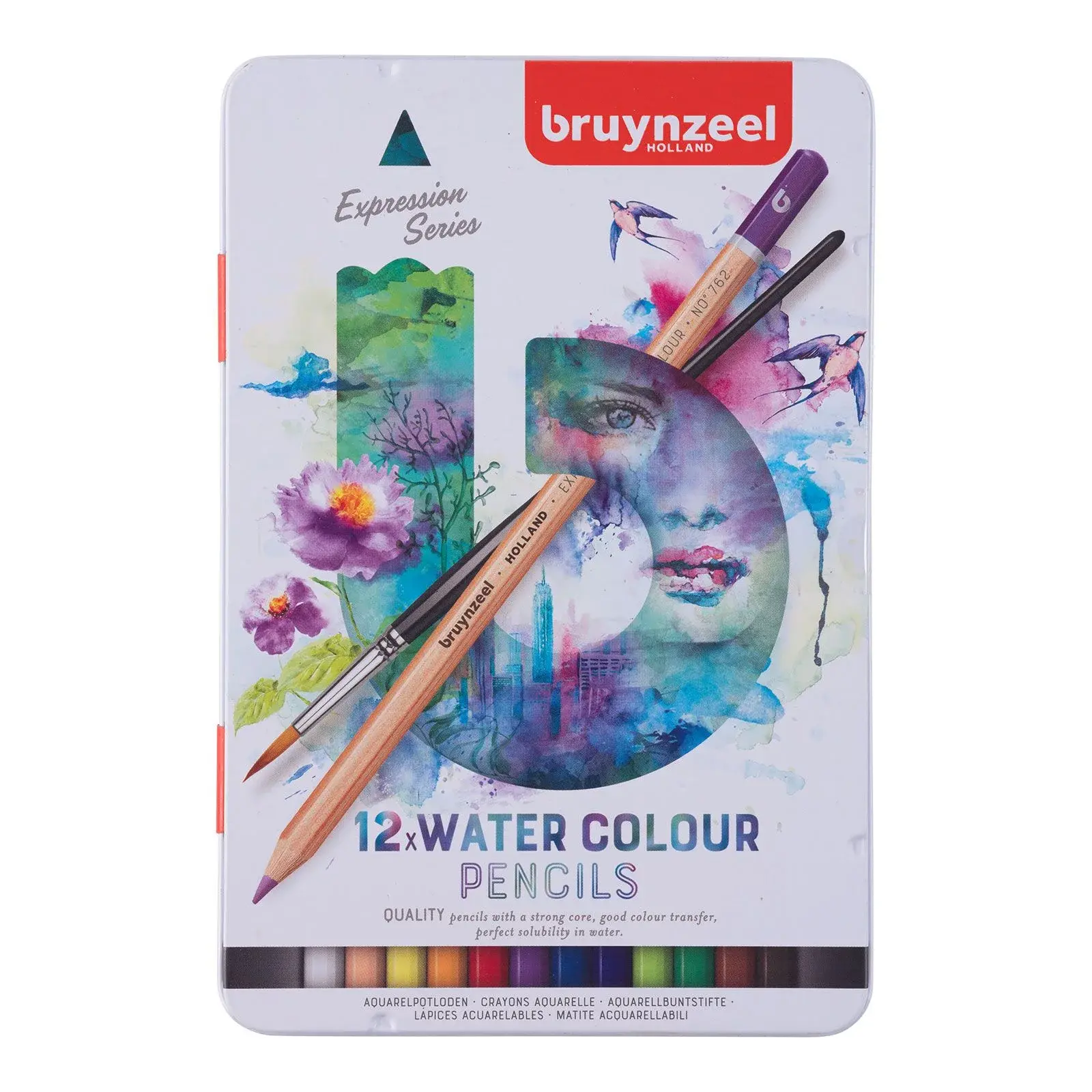 Bruynzeel Expression Aquarelle Boya Kalem 12 Renk Metal Kutu 60313012