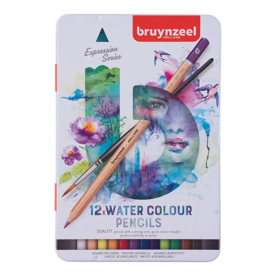 Bruynzeel Expression Aquarelle Boya Kalem 12 Renk Metal Kutu 60313012