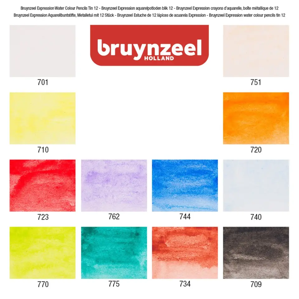 Bruynzeel Expression Aquarelle Boya Kalem 12 Renk Metal Kutu 60313012