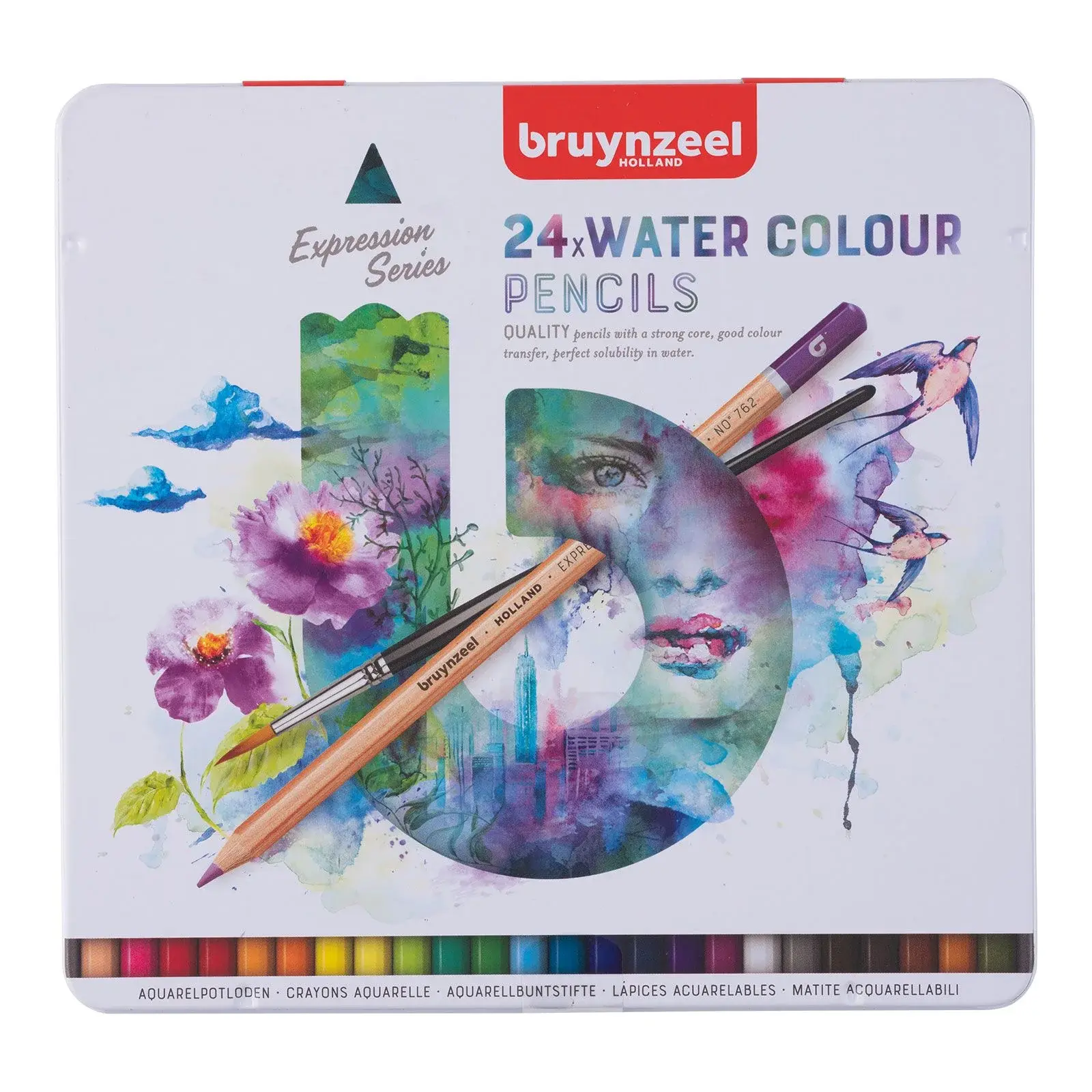 Bruynzeel Expression Aquarelle Boya Kalem 24 Renk Metal Kutu 60313024