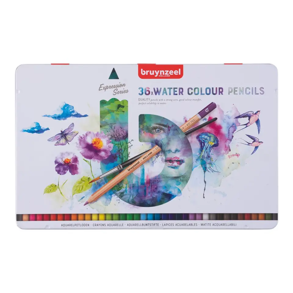 Bruynzeel Expression Aquarelle Boya Kalem 36 Renk Metal Kutu 60313036