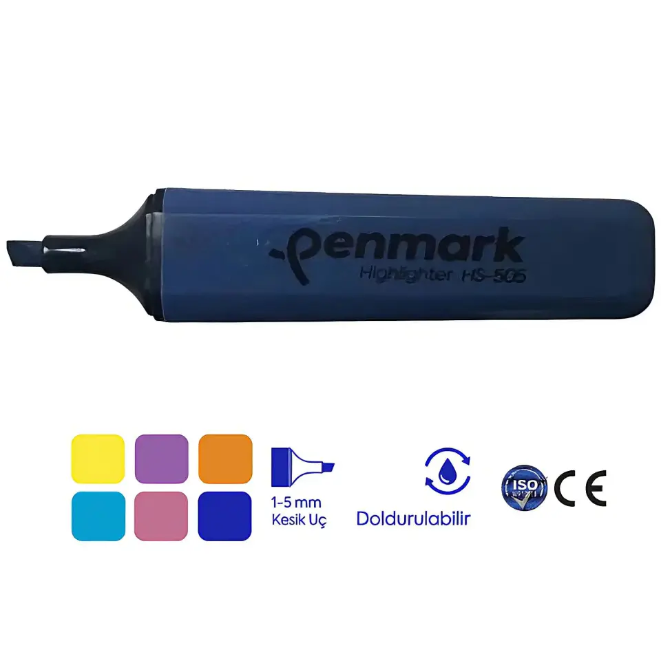 Penmark HS-505-20 Tropik Fosforlu Mavi Kalem