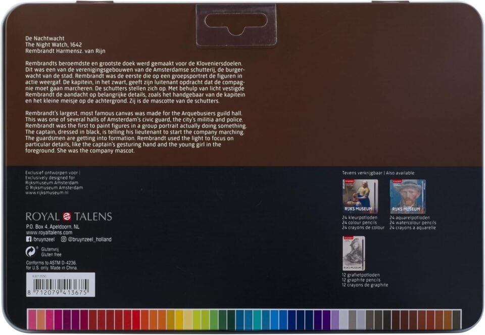 Bruynzeel Aquarelle Boya Kalem Rijksmuseum - Vincent Van Gogh | 24 Renk + Fırça Metal Kutu 63013024