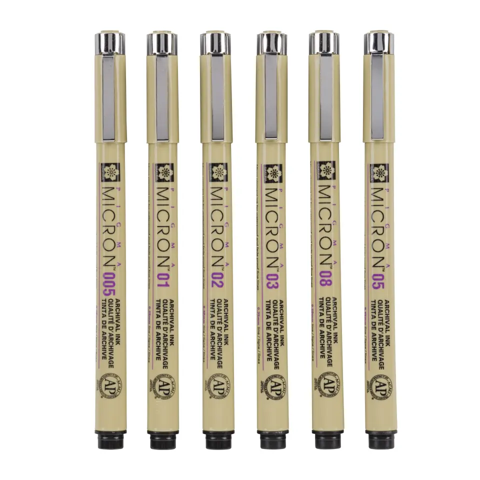 Sakura Pigma Micron İnce Uçlu Kalem Seti 6 Farklı Boyutta Siyah