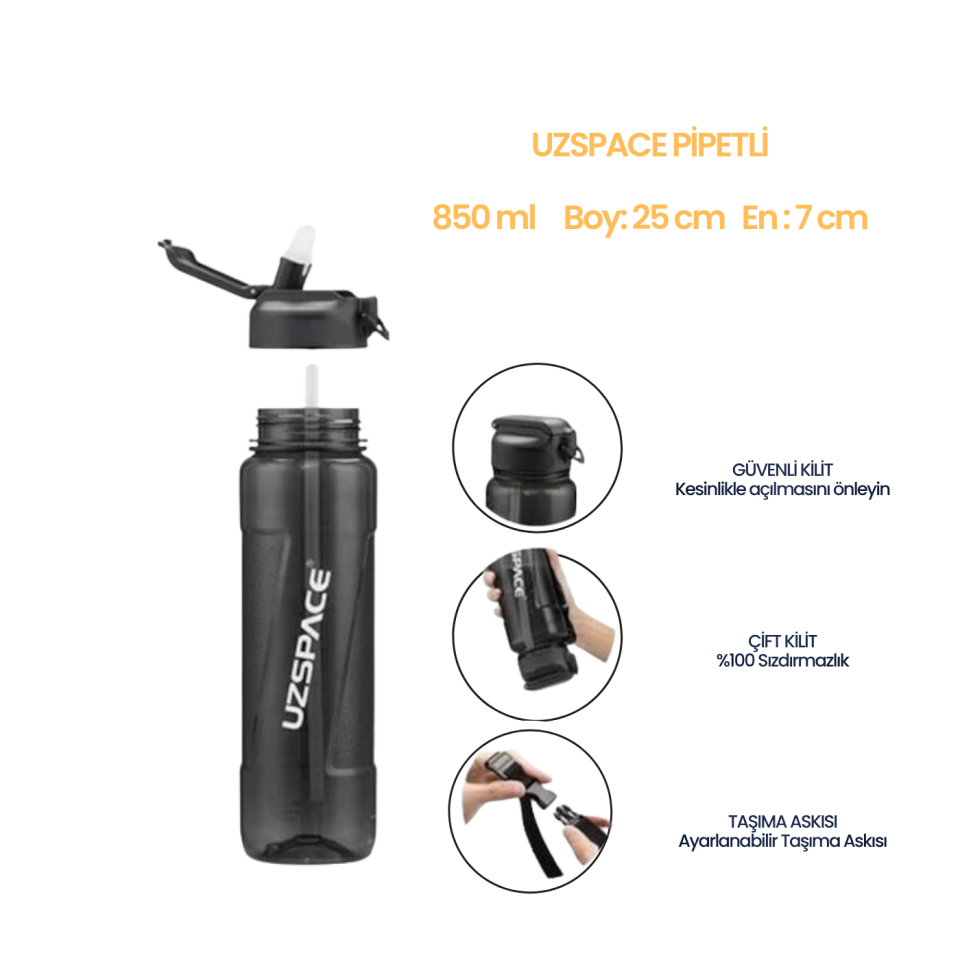 Uzspace 850ml Pipetli Trıtan Matara 6360 Kırmızı