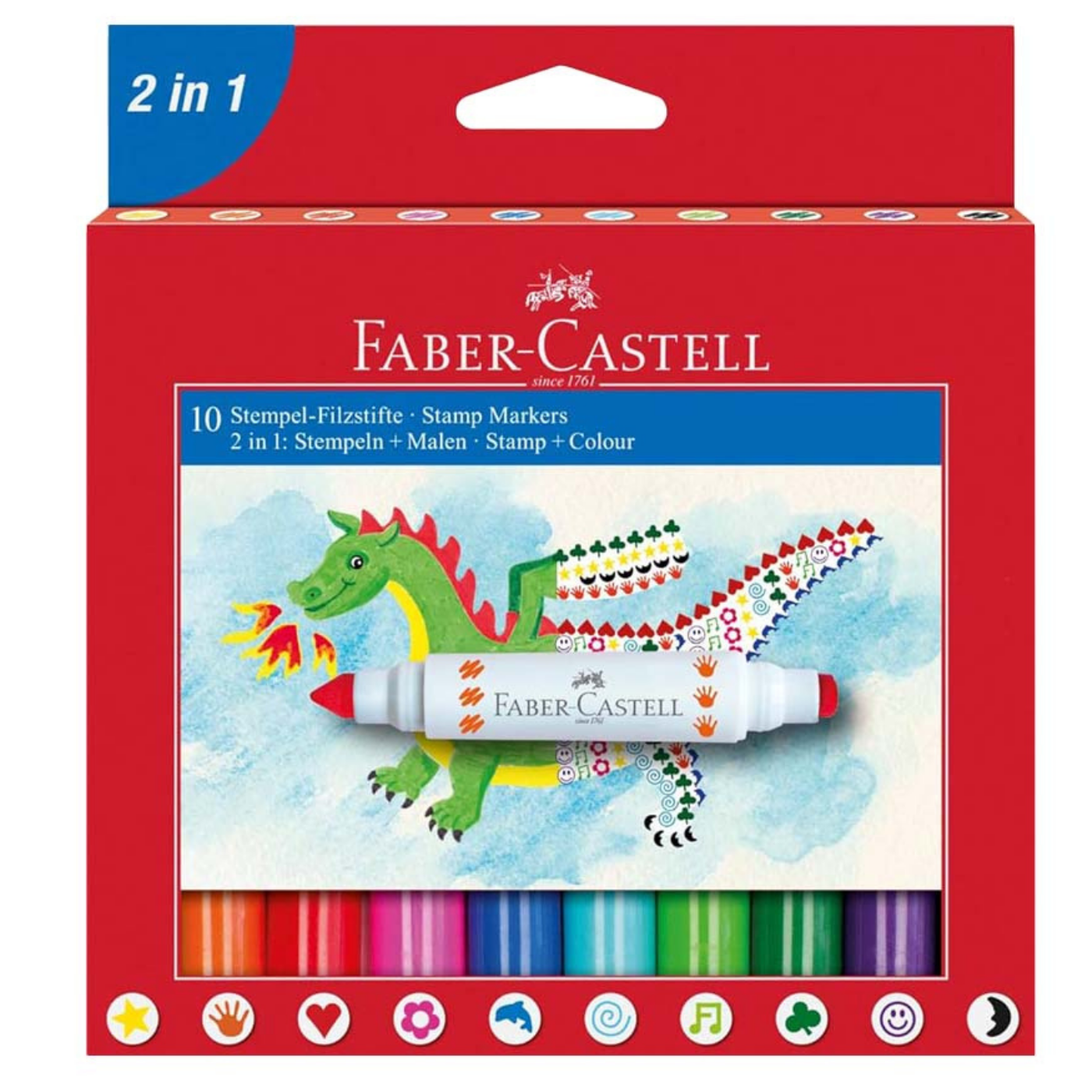 Faber-Castell 10 Renk Jumbo Çift Uçlu 2in1 Keçeli Kalem Seti - 155170