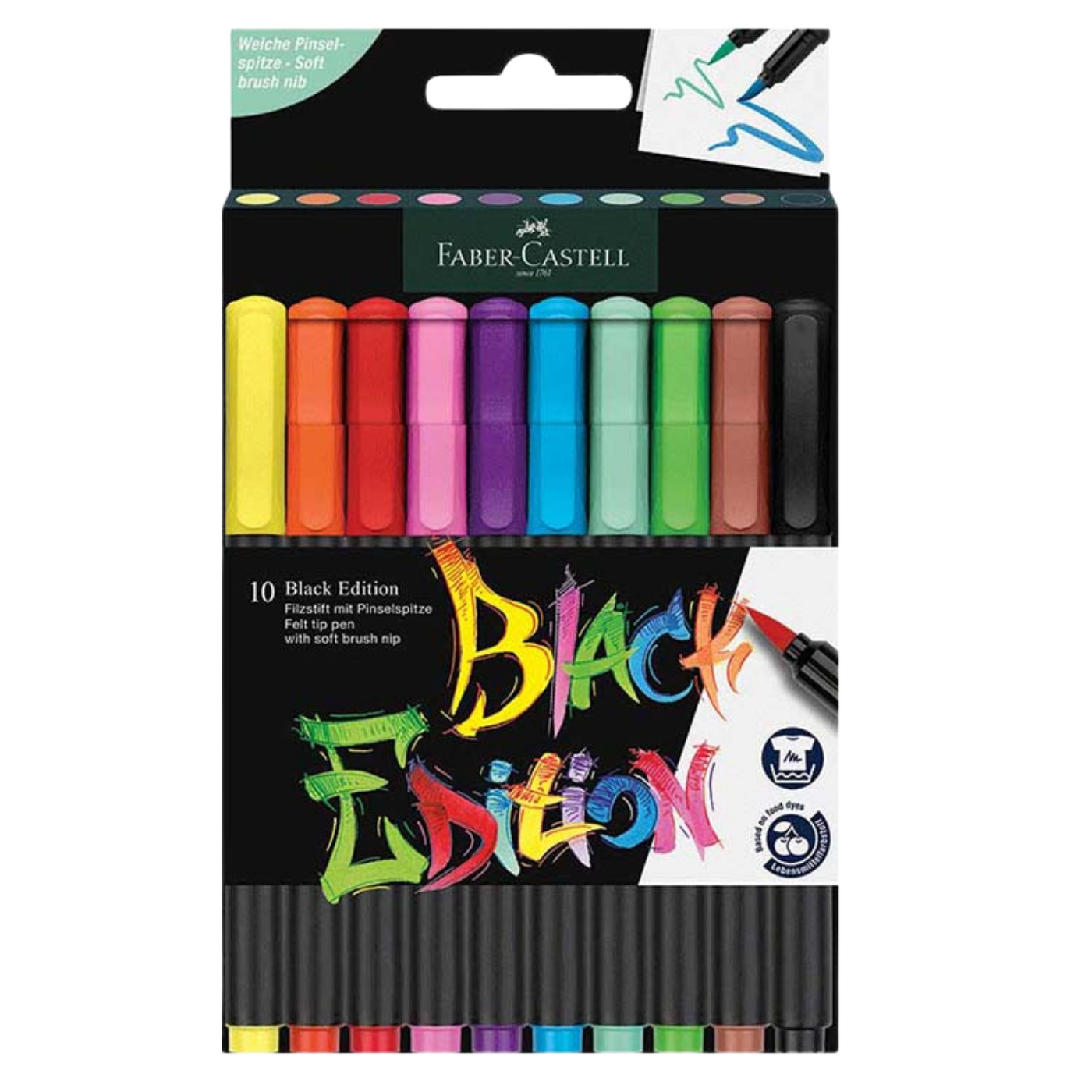 Faber Castell 116451 Black Edition Fırça Uçlu Keçeli Kalem 10'lu