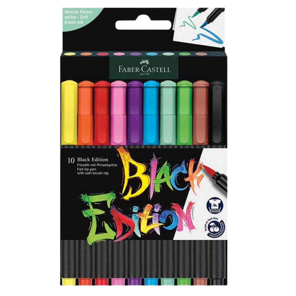 Faber Castell Black Edition Keçeli Kalem Fırça Uç 10'lu 116451