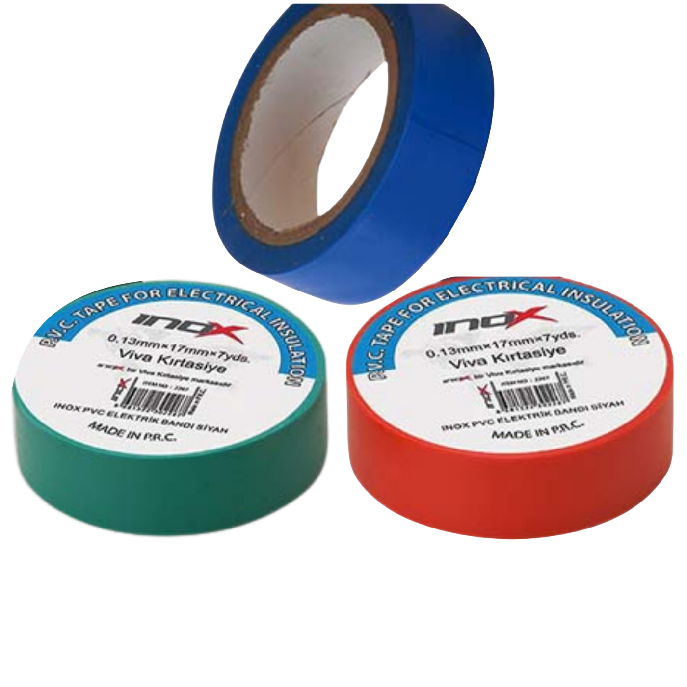 İnox 2274 Extra Yapışkanlı PVC Elektrik Bandı Kırmızı Yeşil Mavi