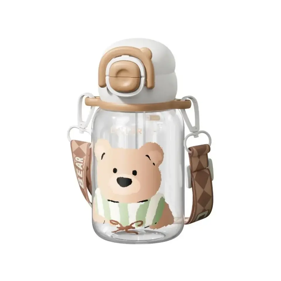 DILLER Sevimli Hayvan Figürlü Trıtan Su Matarası 650ml Kahverengi