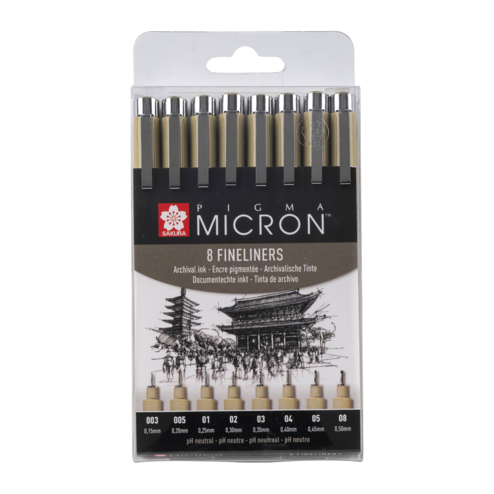 Sakura Pigma Micron İnce Uçlu Kalem Seti | 8 Farklı Boyutta Siyah