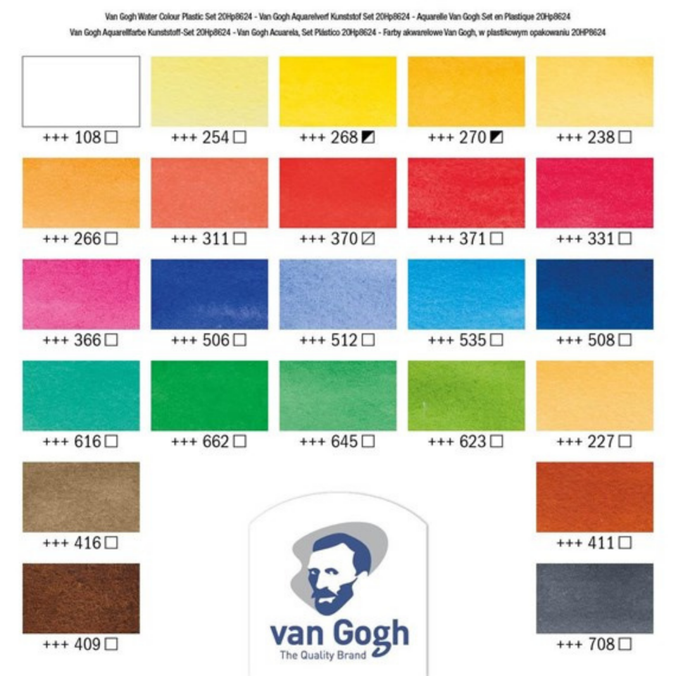 Van Gogh Suluboya Plastik Kutu Seti | 24 Yarım Boya Kabı