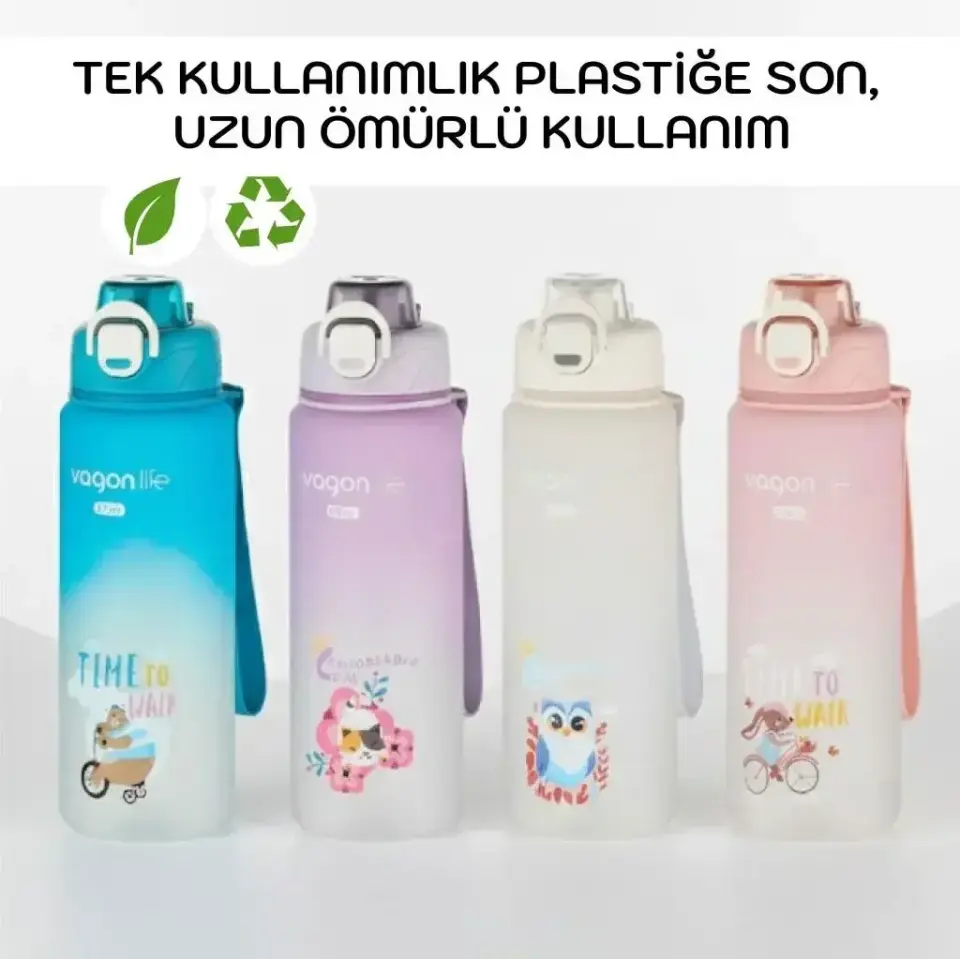 Vagonlife 800 Ml Soft-Touch  Sevimli Hayvan Figürlü Beyaz
