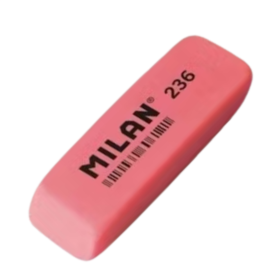 236 Milan Plastik Renkli Uzun Silgi Kırmızı
