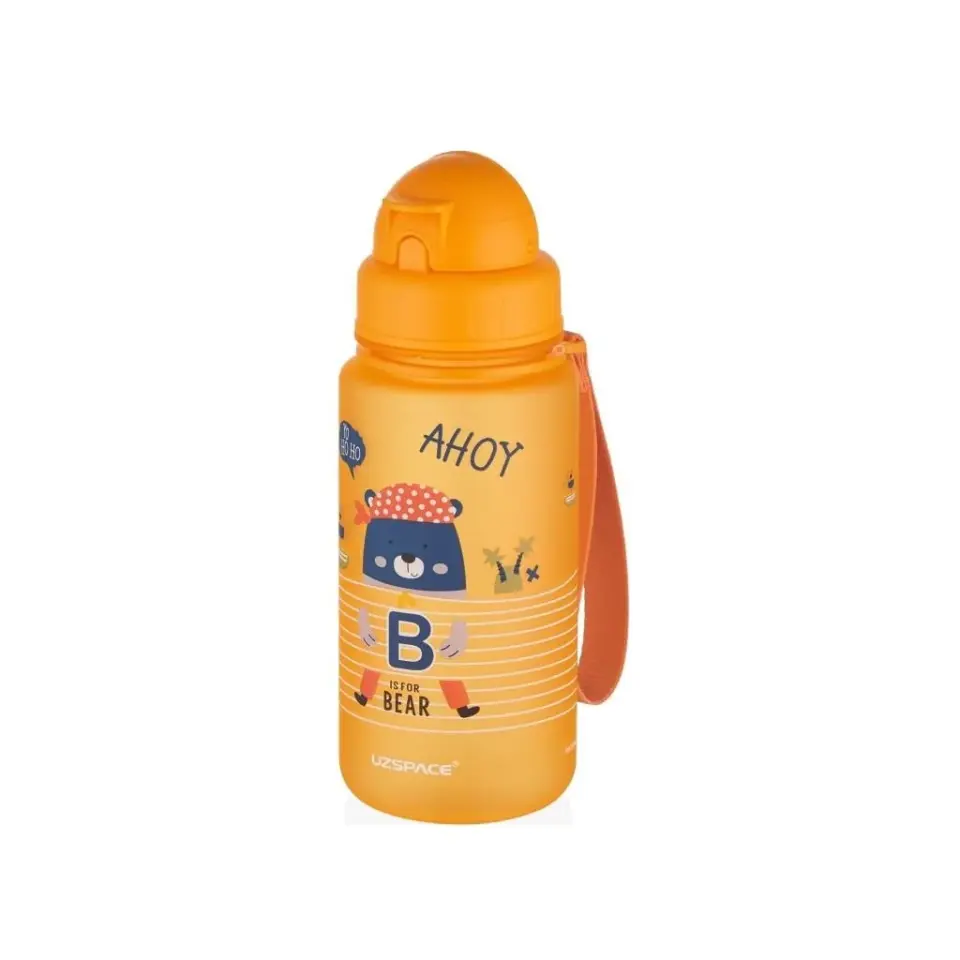 Uzspace Sevimli Hayvan Desenli Soft-Touch  400ml Trıtan Su Matarası Turuncu