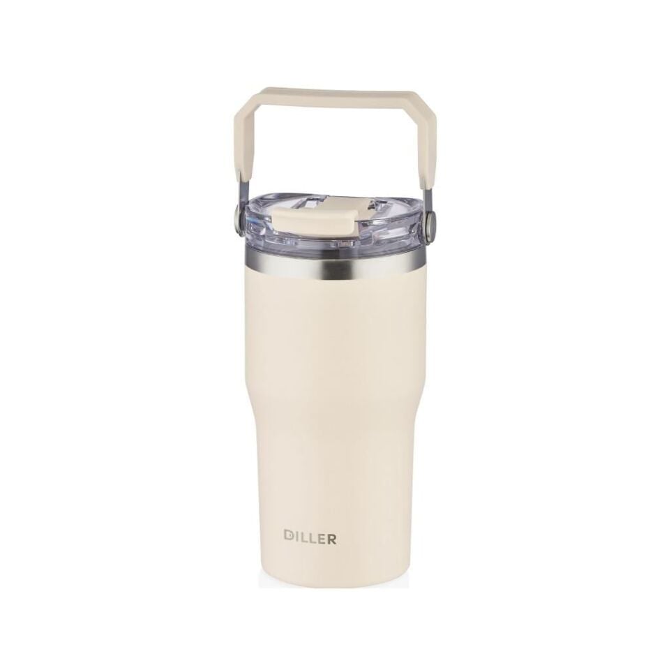 DILLER 9168 Paslanmaz Çelik Matar 620ml Krem 02