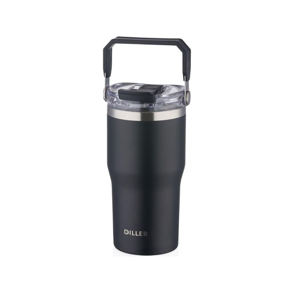 DILLER 9168 Paslanmaz Çelik Matar 620ml Siyah 01