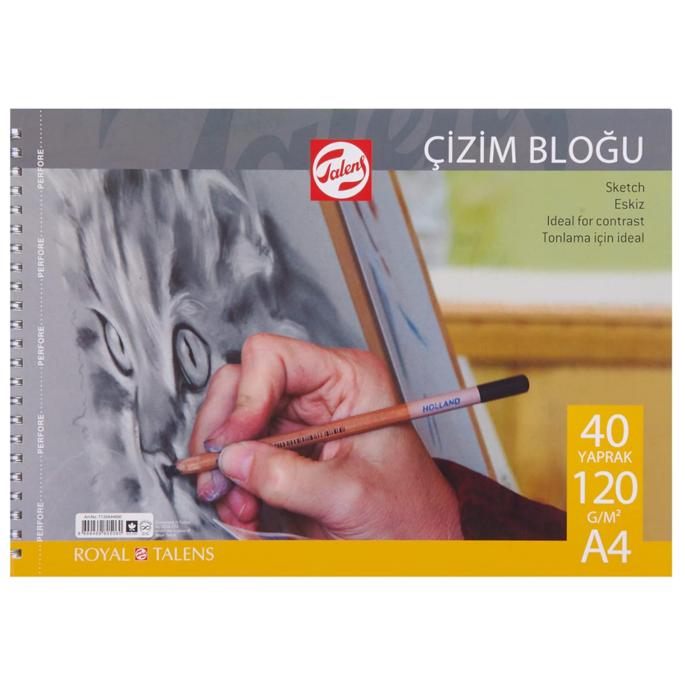 Talens Çizim Bloğu Spirilli A4 120gr 40Yp